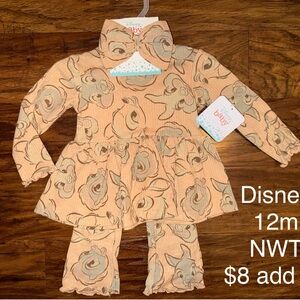 Disney Baby Peach and Gray Floral Ribbed Set